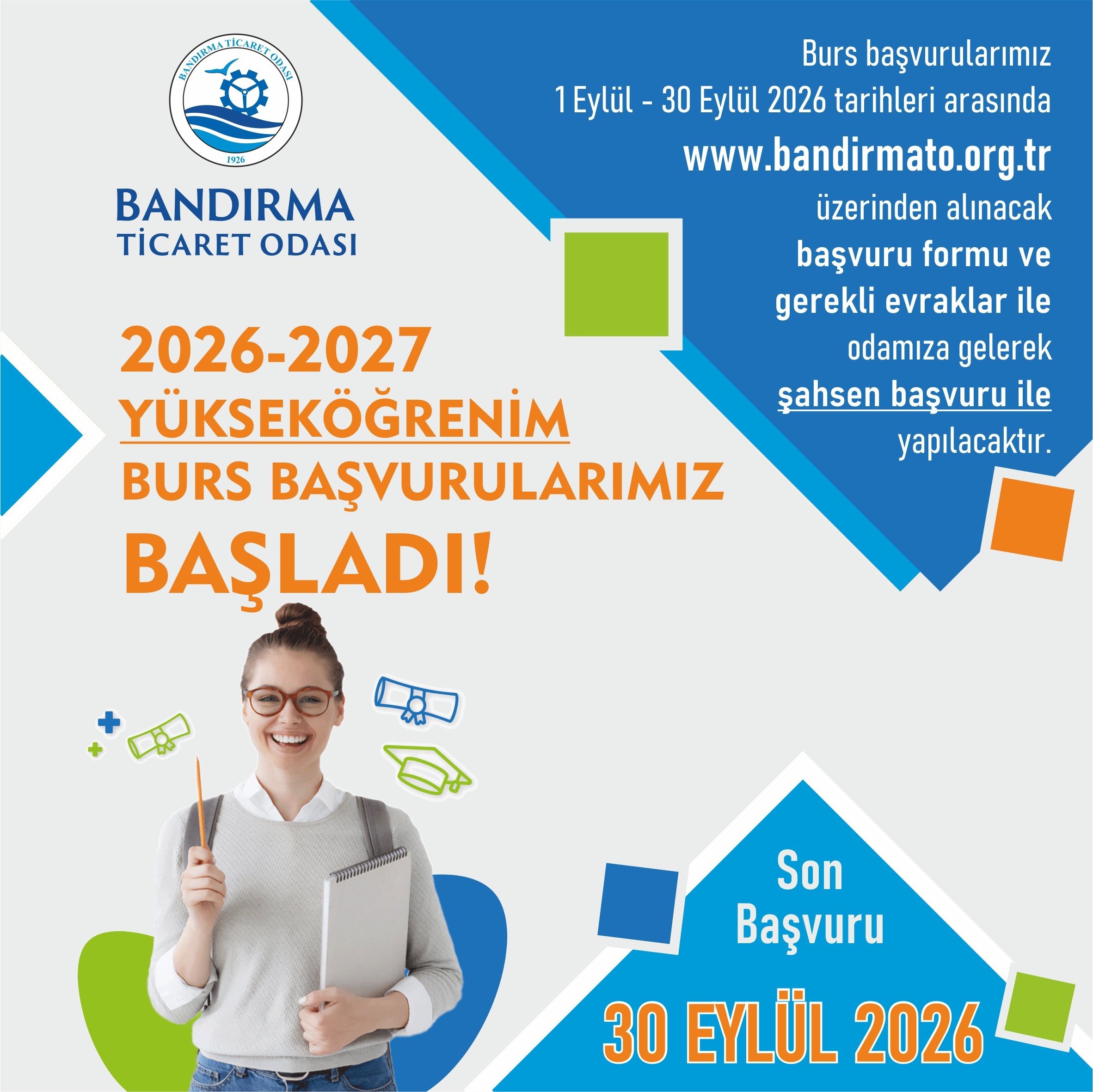 2026-2027 YÜKSEKÖĞRENİM BURS BAŞVURULARIMIZ BAŞLADI
