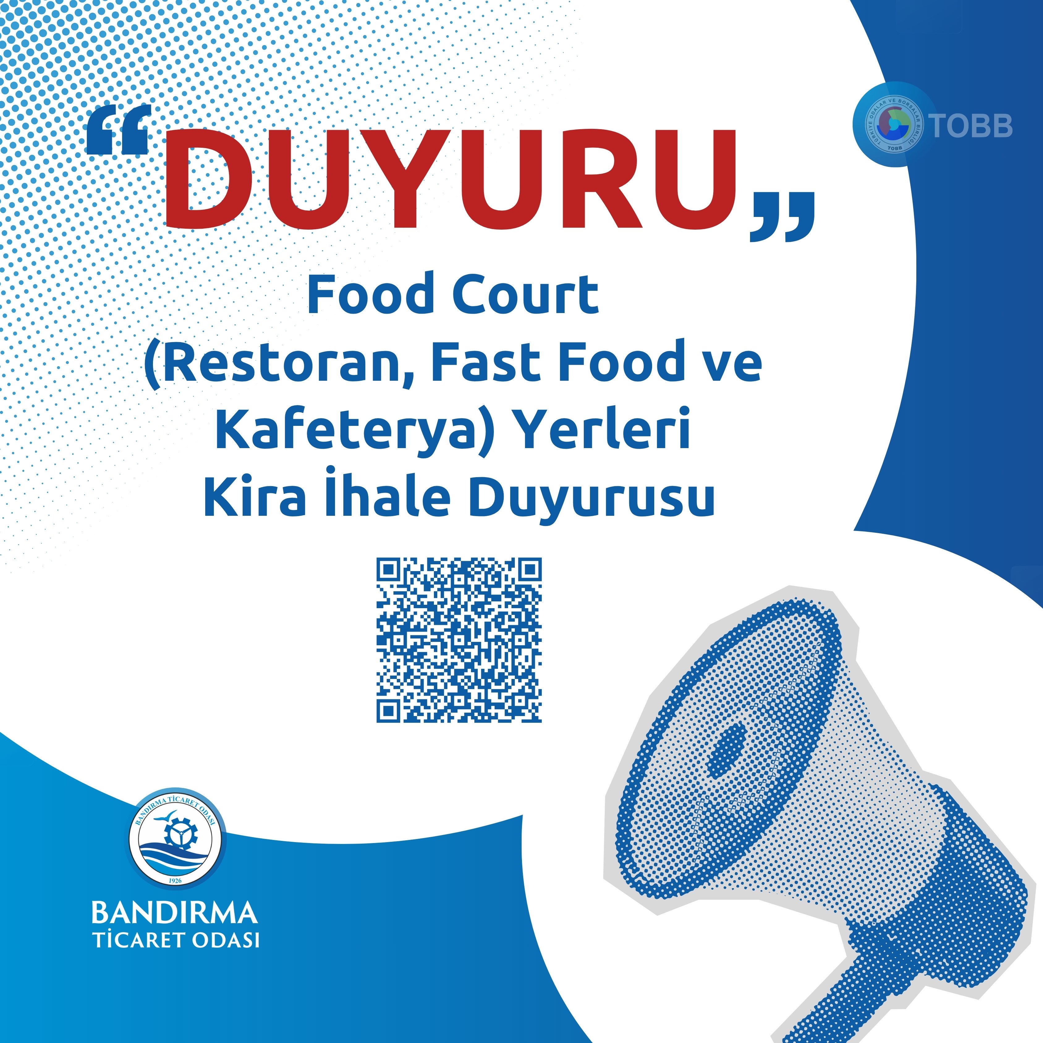 FOOD COURT  (RESTORAN, FAST FOOD VE  KAFETERYA) YERLERİ  KİRA İHALE DUYURUSU