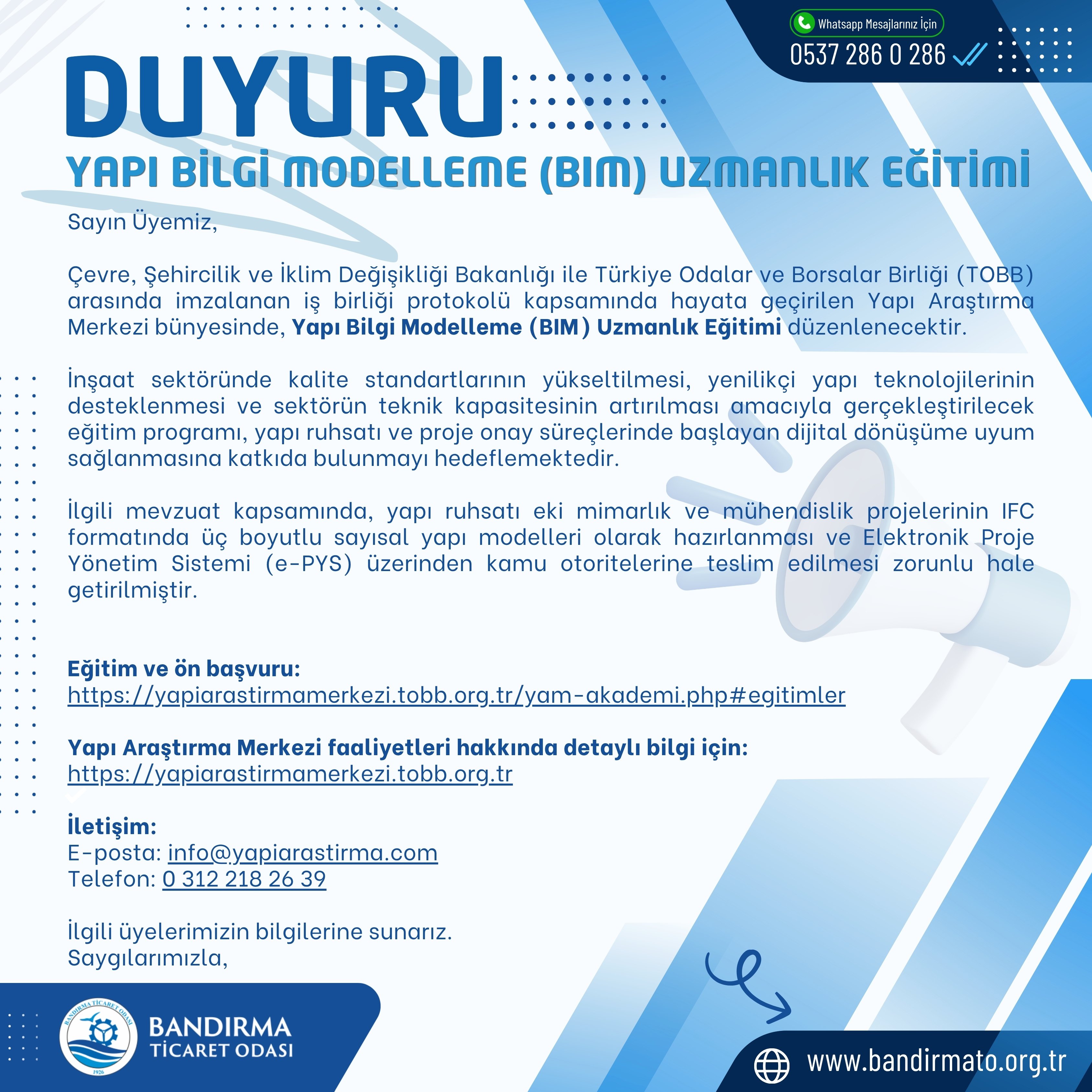 YAPI BİLGİ MODELLEME (BIM) UZMANLIK EĞİTİMİ