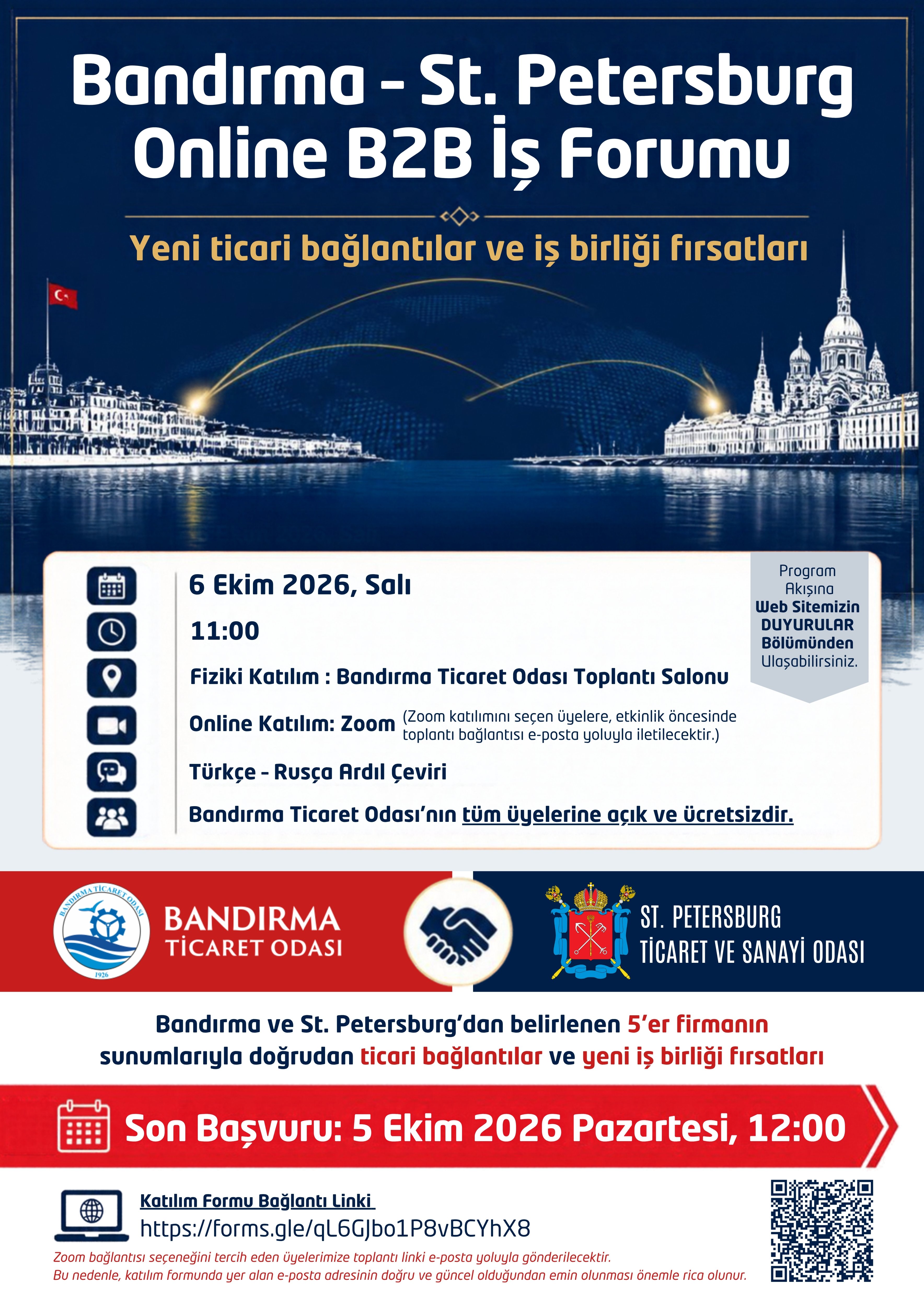 BANDIRMA – ST. PETERSBURG ONLINE B2B İŞ FORUMU