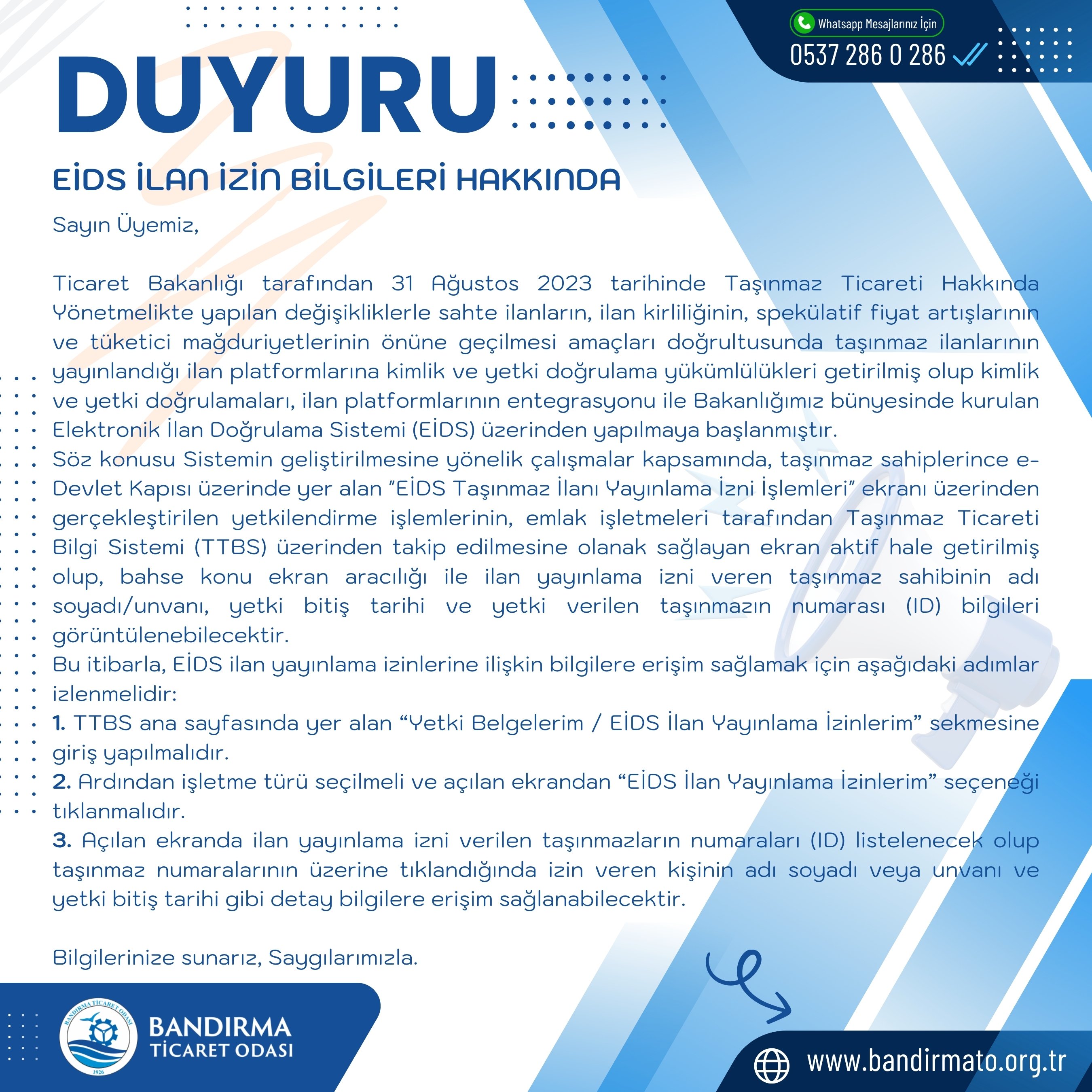 EİDS İLAN İZİN BİLGİLERİ HAKKINDA