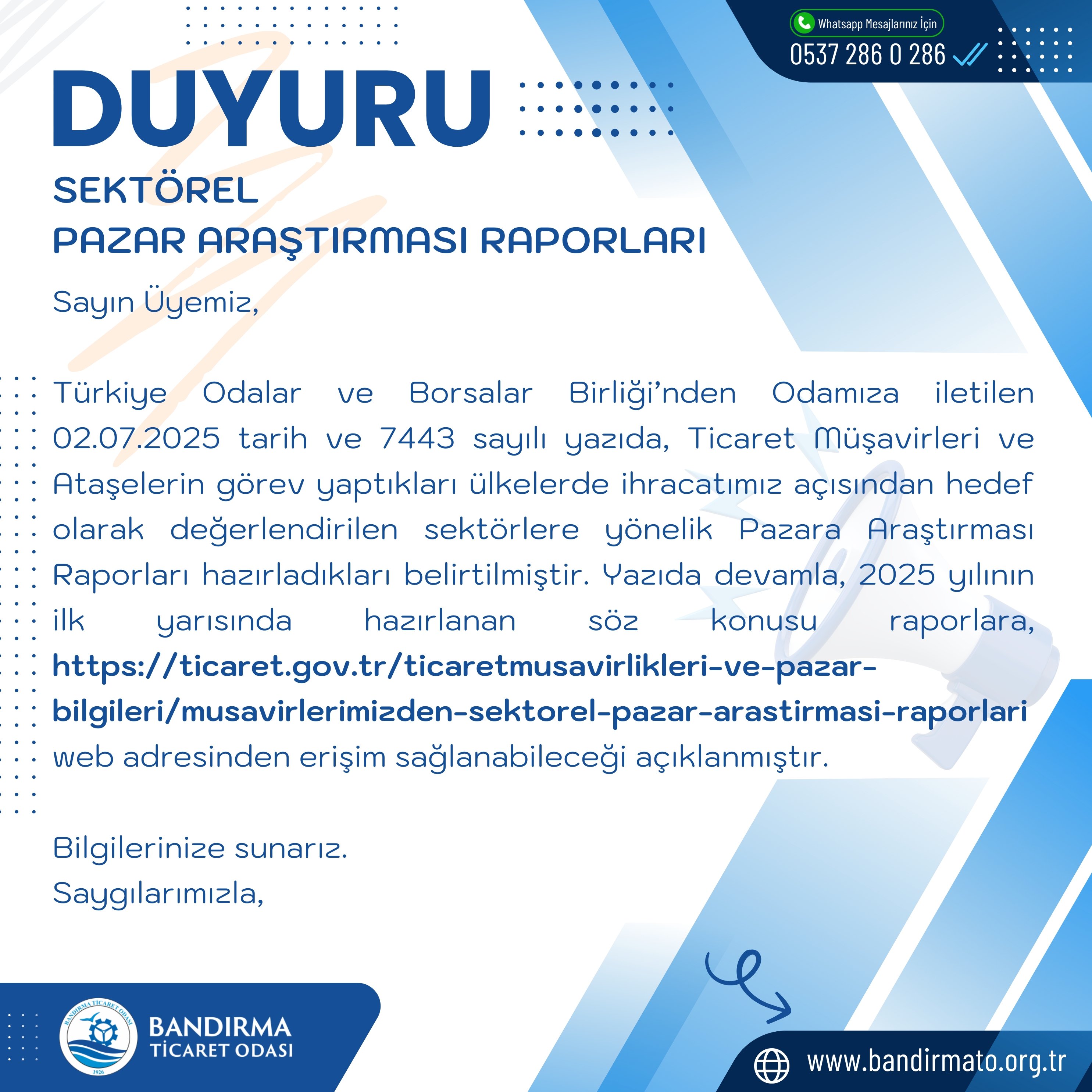 SEKTÖREL  PAZAR ARAŞTIRMASI RAPORLARI