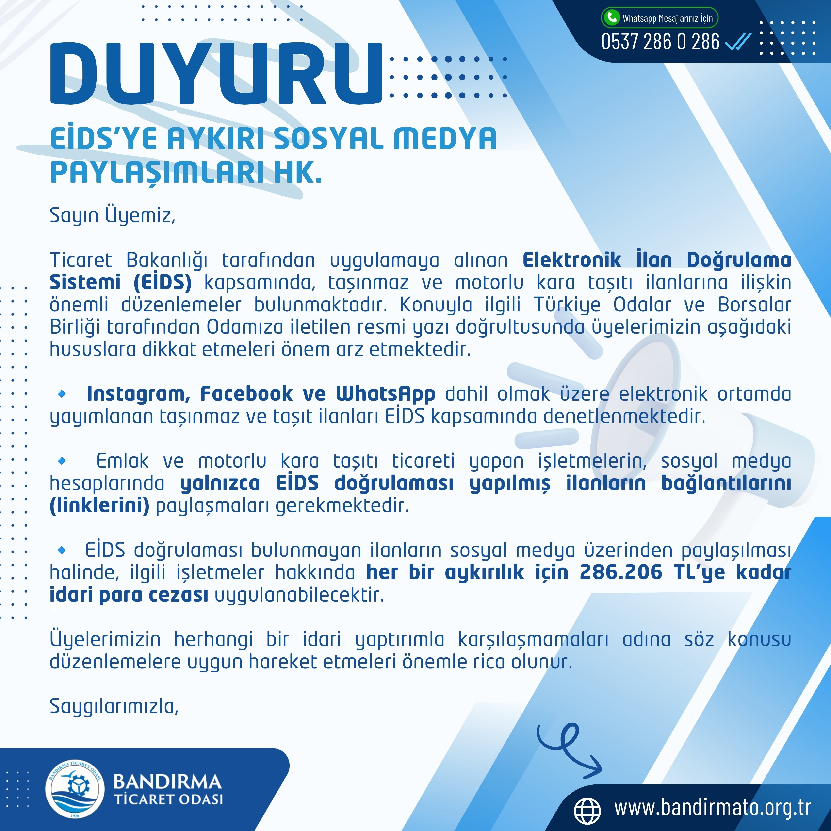 EİDS'YE AYKIRI SOSYAL MEDYA PAYLAŞIMLARI HK.