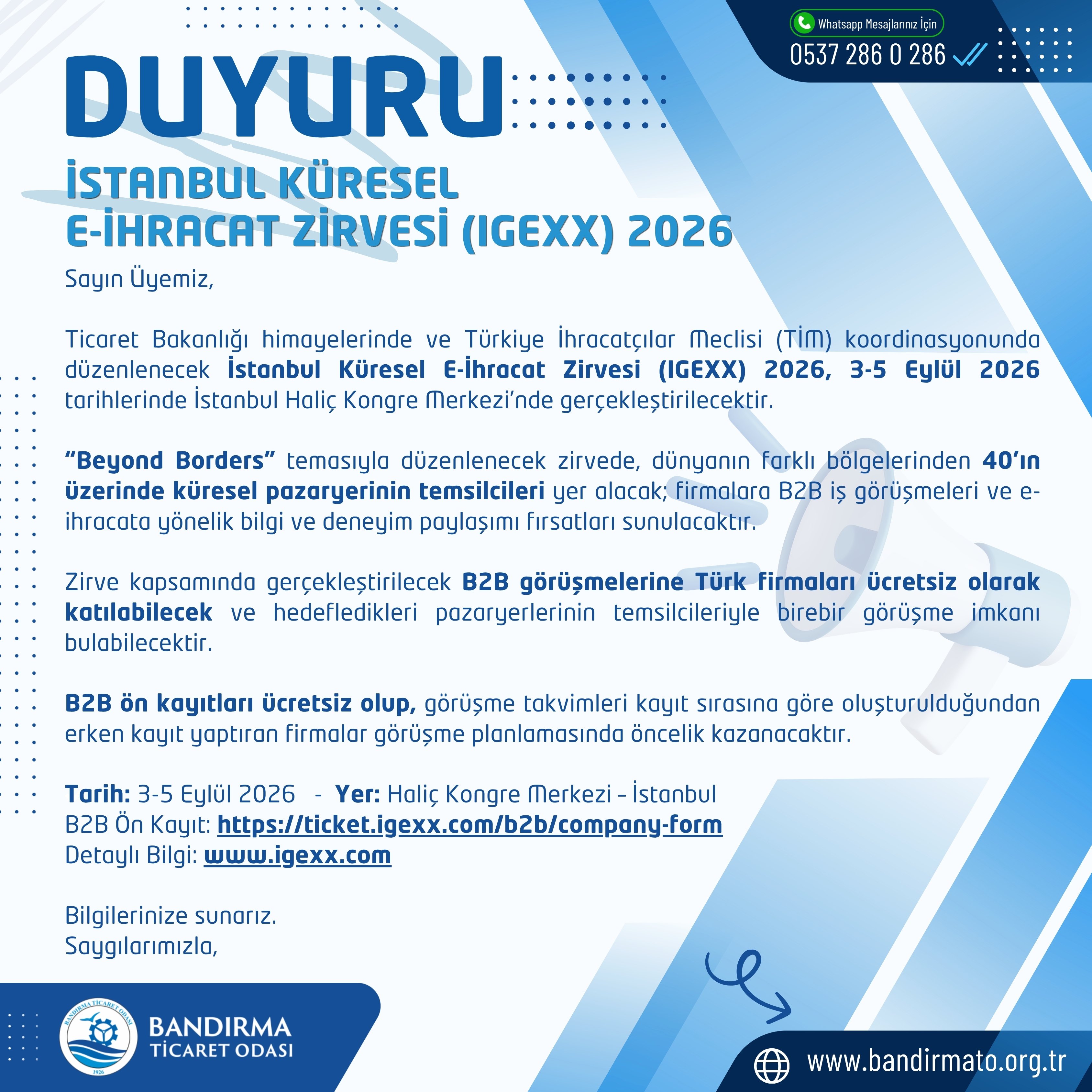 İSTANBUL KÜRESEL E-İHRACAT ZİRVESİ (IGEXX) 2026