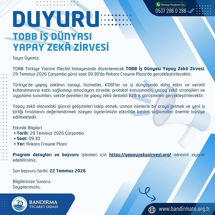 TOBB İŞ DÜNYASI  YAPAY ZEKÂ ZİRVESİ
