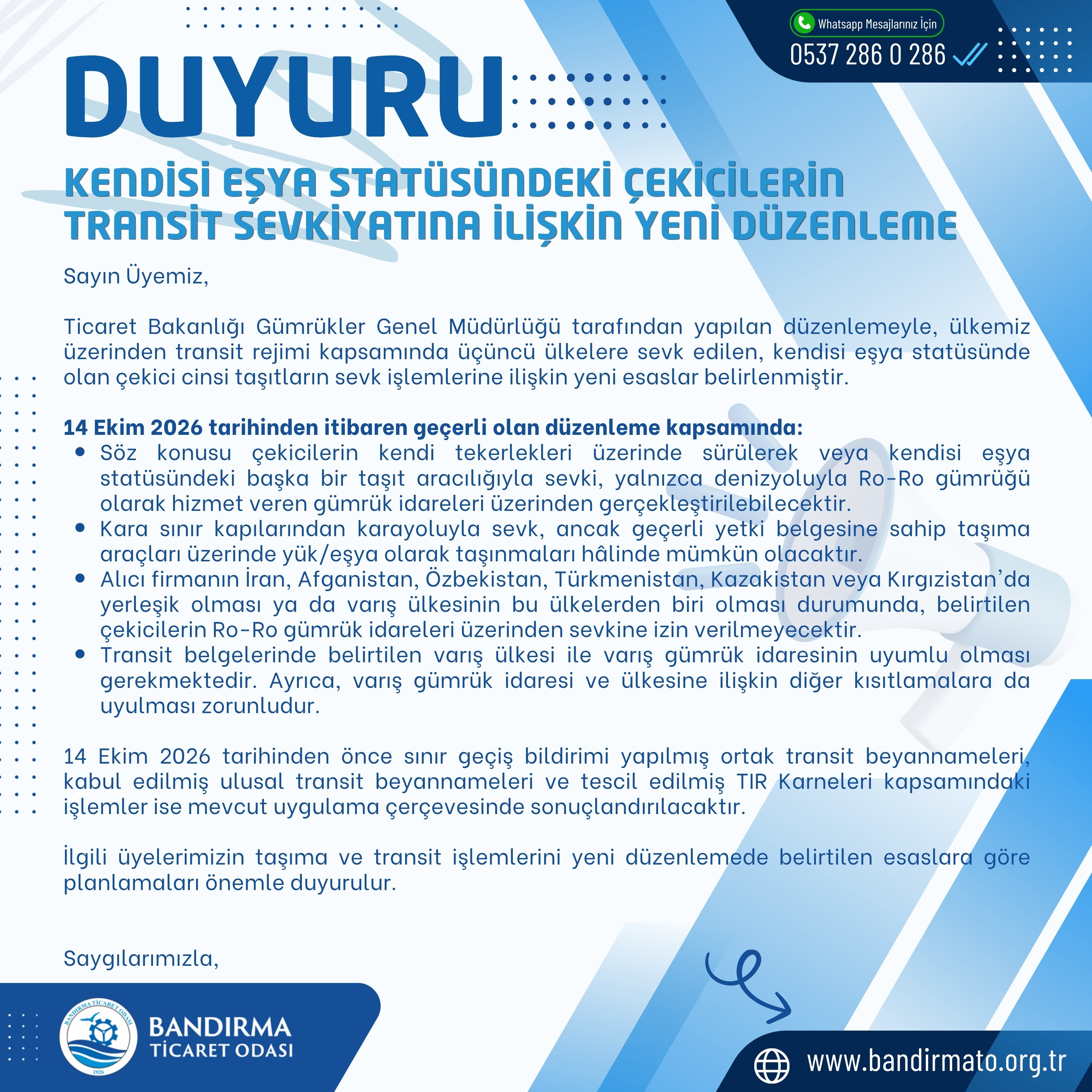 KENDİSİ EŞYA STATÜSÜNDE OLAN VE KENDİ TEKERLERİ ÜZERİNDE SÜRÜLEREK SEVK EDİLEN ÇEKİCİLERİN İŞLEMLERİ HK