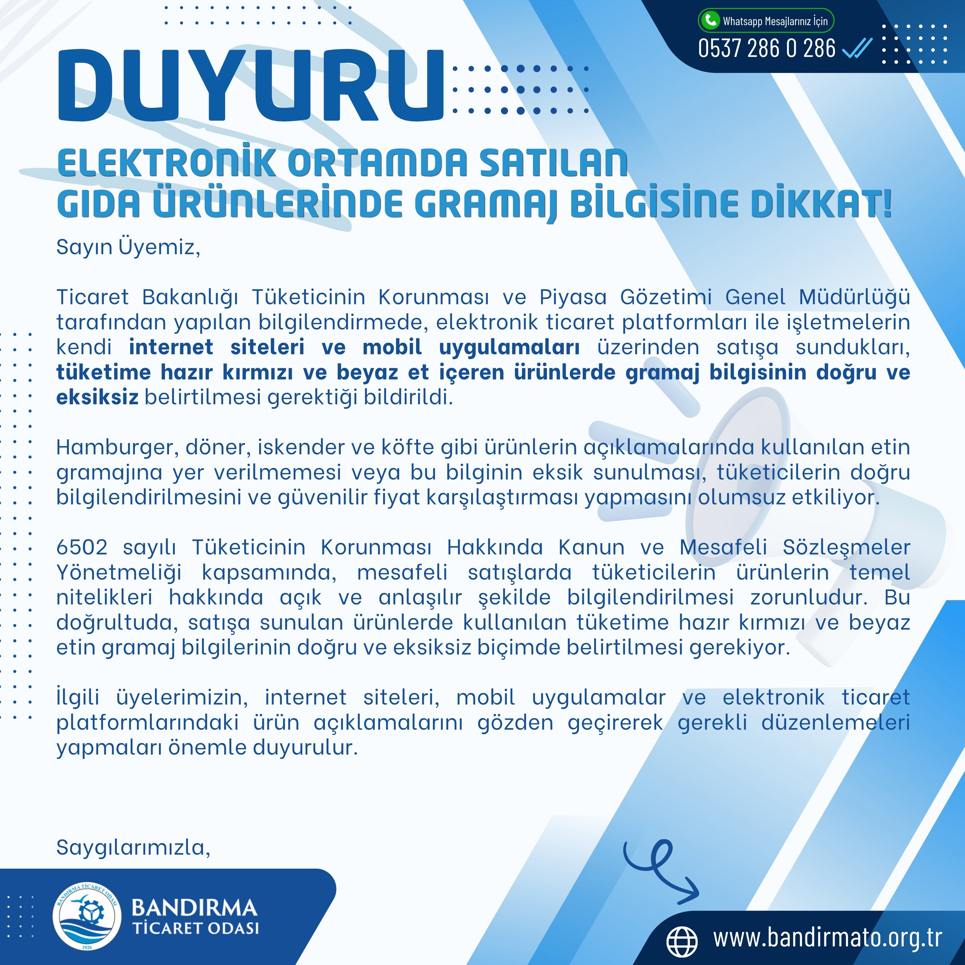 ONLINE GIDA SATIŞLARINDA GRAMAJ BİLGİSİ