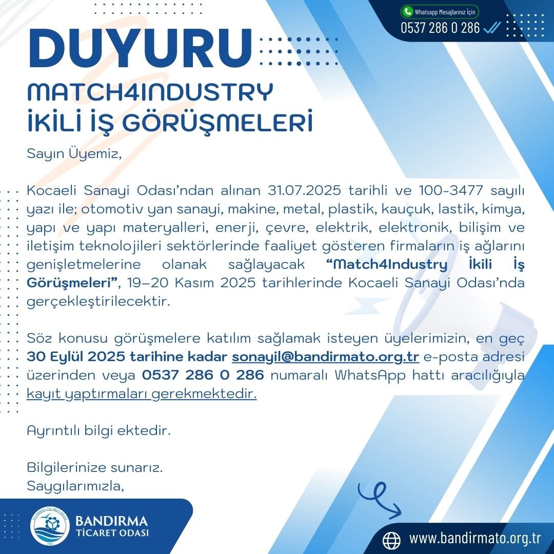 MATCH4INDUSTRY  İKİLİ İŞ GÖRÜŞMELERİ