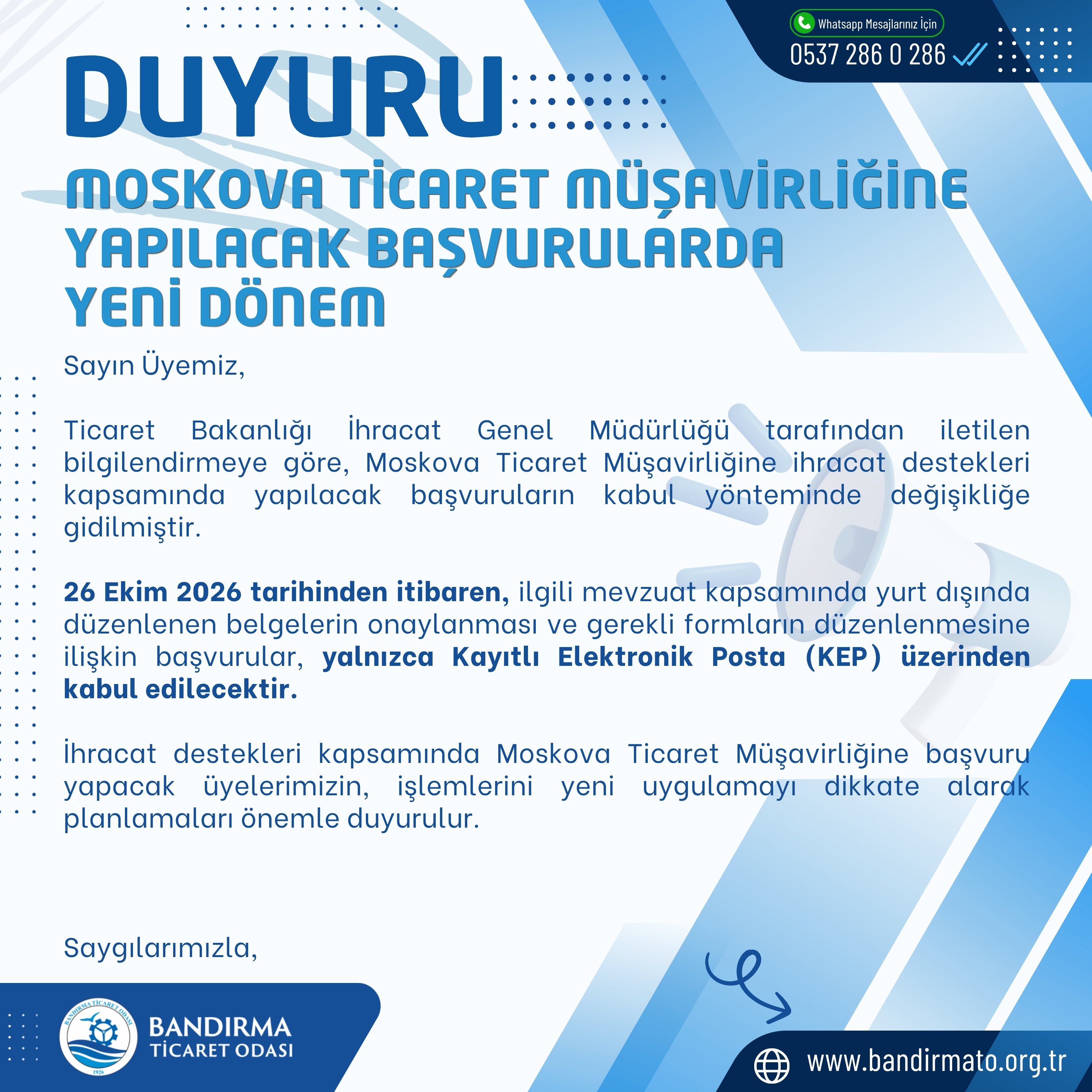 MOSKOVA TİCARET MÜŞAVİRLİĞİ BAŞVURULARI