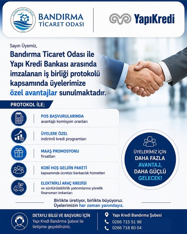 YAPI KREDİ BANKASI BANDIRMA ŞUBESİ VE BANDIRMA TİCARET ODASI İŞ BİRLİĞİ